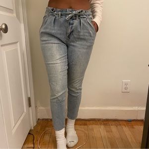 Tie waist jeans denim